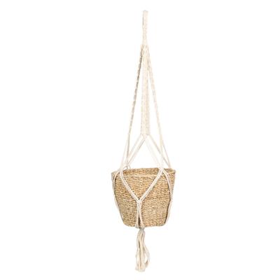 Natural Living plantenpot aan macrame touw - plantenhanger - zeegras pot - H110 cm - D25 cm