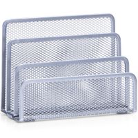 Zilveren brievenhouder postbakjes 3-vaks van draadmetaal/mesh 17 x 13,5 cm   -