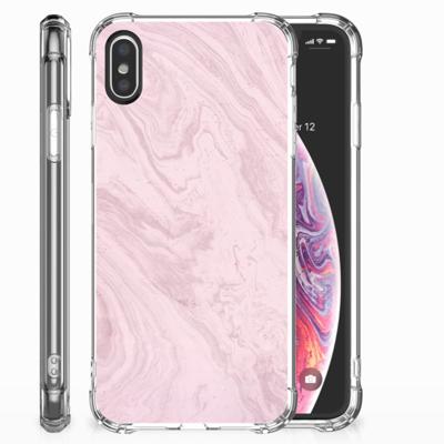 Apple iPhone X | Xs Anti-Shock Hoesje Marble Pink - Origineel Cadeau Vriendin Apple iPhone X | Xs Anti-Shock Hoesje Marble Pink - Origineel Cadeau Vriendin