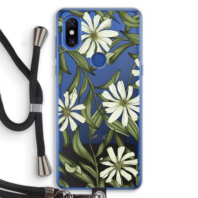 Wit bloemenpatroon: Xiaomi Mi Mix 3 Transparant Hoesje met koord