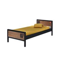 Leen Bakker - Vipack Bed Alex - Bruin/zwart - 75x96,5x209 Cm - Grenenhout - Zwart#Bruin - 96.5x75x209 Cm
