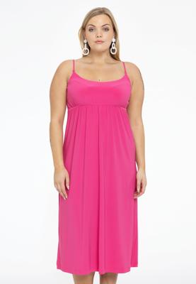 Yoek Dress spaghetti elastic waist | Roze | Maat 50/52