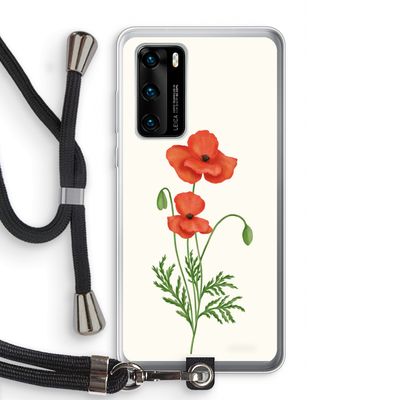 Red poppy: Huawei P40 Transparant Hoesje met koord