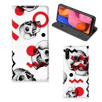 Mobiel BookCase Samsung Galaxy A20s Skull Red