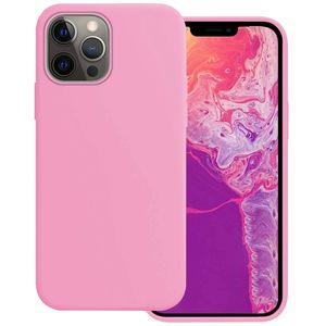 Basey iPhone 13 Pro Max Hoesje Siliconen Hoes Case Cover -Lichtroze