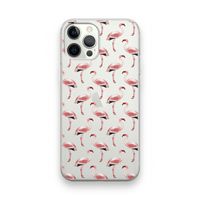 Flamingoprint groen: iPhone 12 Pro Transparant Hoesje