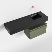 Toiletmeubel Mondiaz Andor | 100 cm | Meubelkleur Army | Lex vrijhangend wastafel Urban Rechts | Zonder kraangat