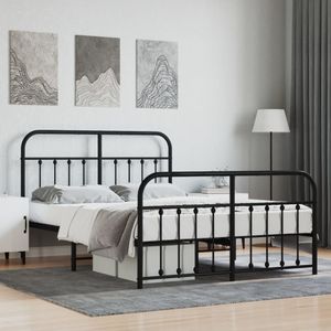 Bedframe met hoofd- en voeteneinde metaal zwart 140x200 cm