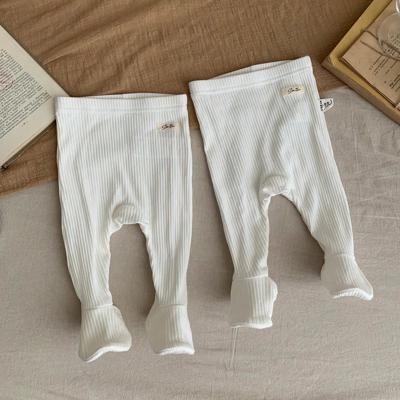 3pcs Newborn Baby Girl Solid Color Decorative Knit Leggings Set White / 0-1M