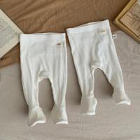 3pcs Newborn Baby Girl Solid Color Decorative Knit Leggings Set White / 0-1M