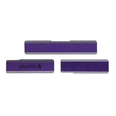 SIM-kaart Cap + USB Data opladen poort Cover + Micro SD kaart Cap stofdicht blok instellen voor Sony Xperia Z1 / L39h / C6903(Purple)
