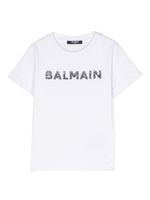 Balmain Kids t-shirt à logo brodé de sequins - Blanc - thumbnail