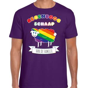 Gay Pride T-shirt voor heren - regenboog schaap - paars - LHBTI