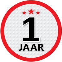 1 jaar leeftijd sticker rond 15 cm verjaardag versiering - thumbnail