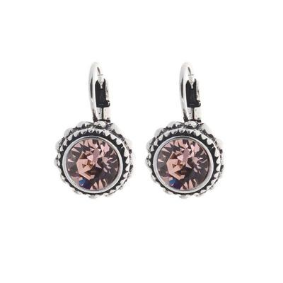 Biba Hang Oorbellen met Klaphaak en Swarovski Steentje Vintage Rose
