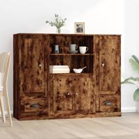 Hoge kasten 3 st bewerkt hout gerookt eikenkleurig Hoge kasten 3 st bewerkt hout gerookt eikenkleurig