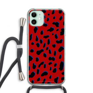 Red Leopard: iPhone 11 Transparant Hoesje met koord