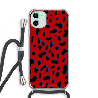 Red Leopard: iPhone 11 Transparant Hoesje met koord