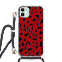Red Leopard: iPhone 11 Transparant Hoesje met koord