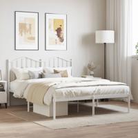 Bedframe met hoofdbord metaal wit 140x190 cm