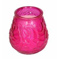 Windlicht geurkaars -  roze glas - 48 branduren - citrusgeur   -