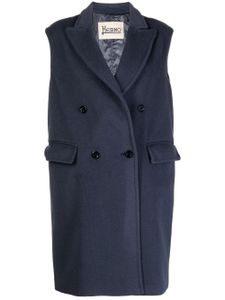 Herno manteau croisé à effet velours - Bleu