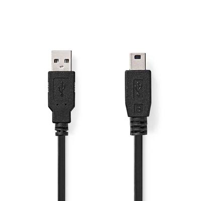 Nedis USB-Kabel | USB 2.0 | USB-A Male | USB Mini-B 5-Pins Male | 480 Mbps | Vernikkeld | 5.00 m | Rond | PVC | Zwart | Label - CCGL60300BK50