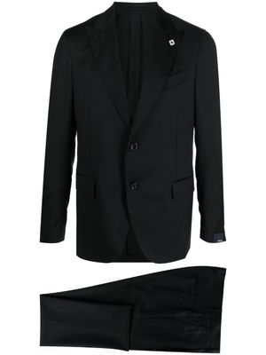 Lardini costume en laine à veste à simple boutonnage - Noir