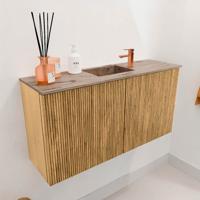 Toiletmeubel Mondiaz Joya Dlux | 80 cm | Meubelkleur Oak | Faye wastafel Arena Wasbak Midden | 1 kraangat
