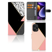 Xiaomi Poco F5 Book Case Zwart Roze Vormen