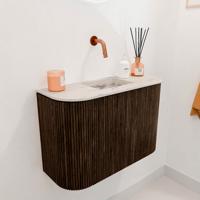 Toiletmeubel Mondiaz Joya Dlux | 63.2 cm | Meubelkleur Walnut | Faye wastafel Nata Wasbak Midden | Zonder kraangat(en)