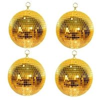 4x Disco spiegel ballen goud 30 cm - thumbnail