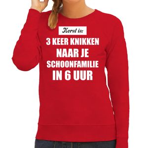 Rode foute kersttrui / sweater Kerst is 3 keer knikken naar schoonfamilie outfit dames