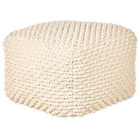 Beliani - KINGRI - Poef - Beige - 50 x 50 x 35 cm - Katoen|Polyester