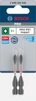 Bosch Accessoires PRO Pozidriv slagschroefbit | PZ1 | 55 mm | 2 stuks - 2608522543