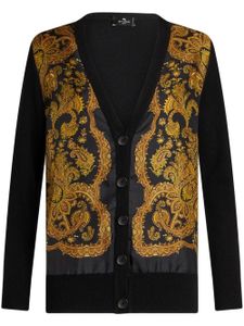 ETRO paisley-print panelled cardigan - Bleu