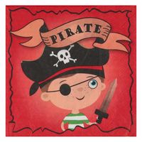 Santex piraten thema feest servetten - 20x stuks - 33 x 33 cm - rood/bruin - dubbelzijdig   - - thumbnail