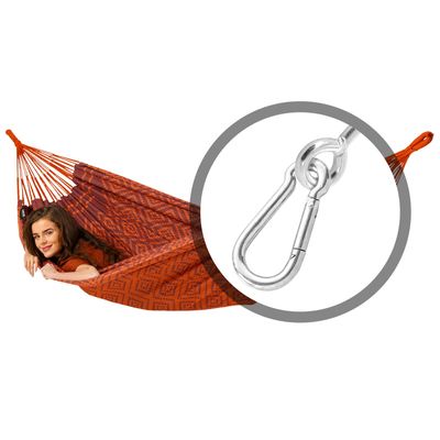 Eenpersoons hangmat met bevestiging - 300x140cm - Rood - 120kg draagkracht- 100% katoen - binnen & buiten