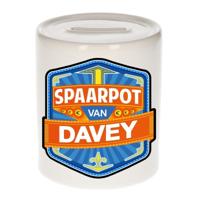 Kinder spaarpot met naam - Davey - keramiek - met dop - wit - Sparen - Spaargeld van Davey