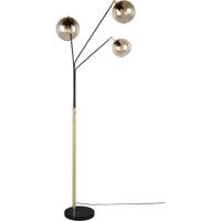 LED Vloerlamp - Trion Tonton - E27 Fitting - 3-lichts - IP20 - Schakelaar - Zwart/Goud - Metaal