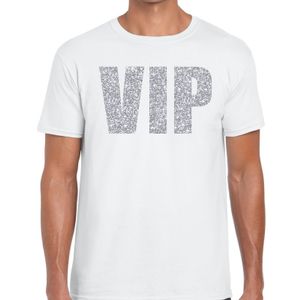 VIP zilver glitter tekst t-shirt wit heren