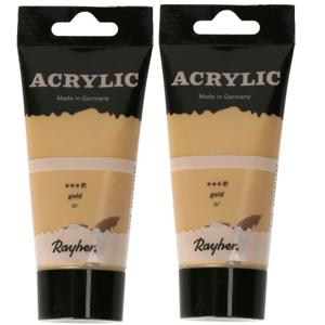 Acrylverf/hobbyverf op waterbasis - 2x - goud - 75 ml - Schilderen/knutselen