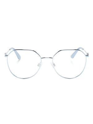 Dolce & Gabbana Eyewear lunettes de vue rondes à plaque logo - Bleu