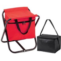 Opvouwbare stoel met ingebouwde koeltas en extra kleine koeltas rood/zwart - Koeltas - thumbnail