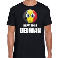 Belgie emoticon Happy to be Belgian landen t-shirt zwart heren