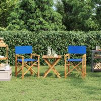 Regisseursstoelen inklapbaar 2 st massief teakhout blauw Regisseursstoelen inklapbaar 2 st massief teakhout blauw