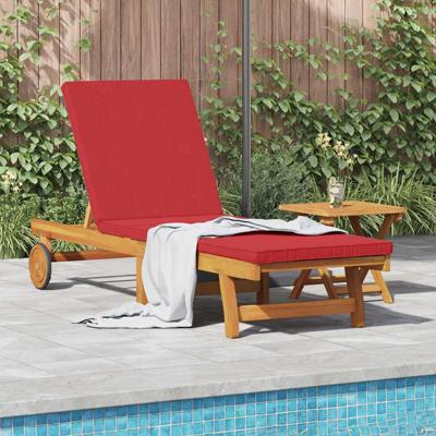 Ligstoel met kussen Bruin 63 x 199 x 85cm Massief acaciahout