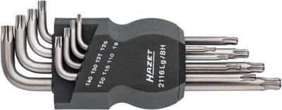 HAZET Set met haakse schroevendraaiers 2116LG/8H · Binnen-TORX®-profiel · 8-delig · T9 · T10 · T15 · T20 · T25 · T27 · T30 · T40