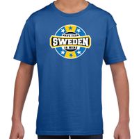 Have fear Sweden is here / Zweden supporter t-shirt blauw voor kids