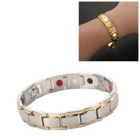 Mannen afneembare Titanium staal magnetische therapie armband sieraden (staal kleur)